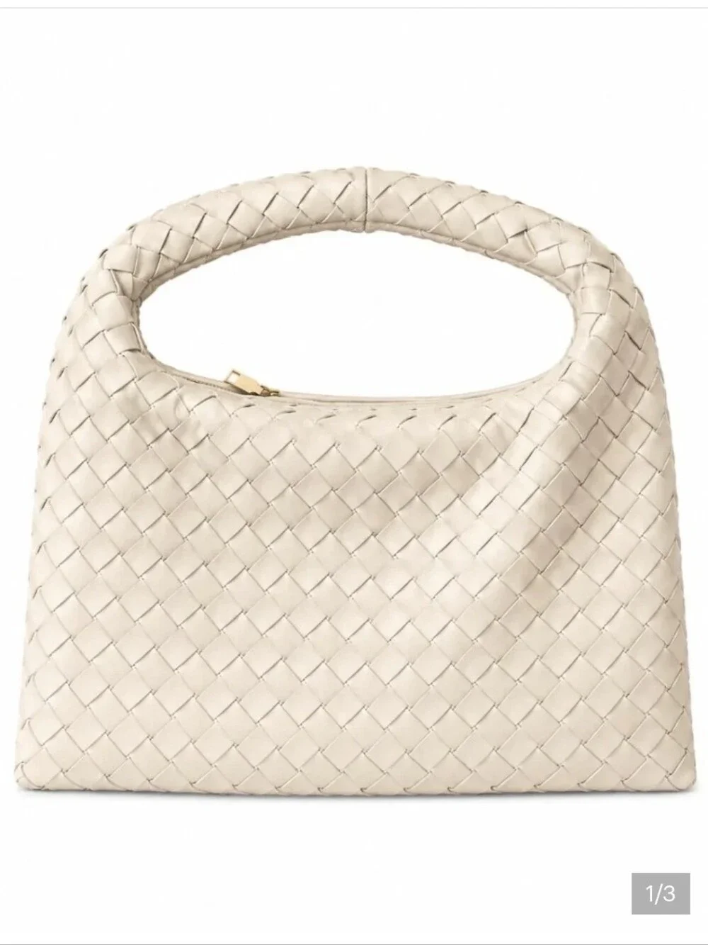 Nico & Olive Oatmilk Woven Leather Hobo Bag
